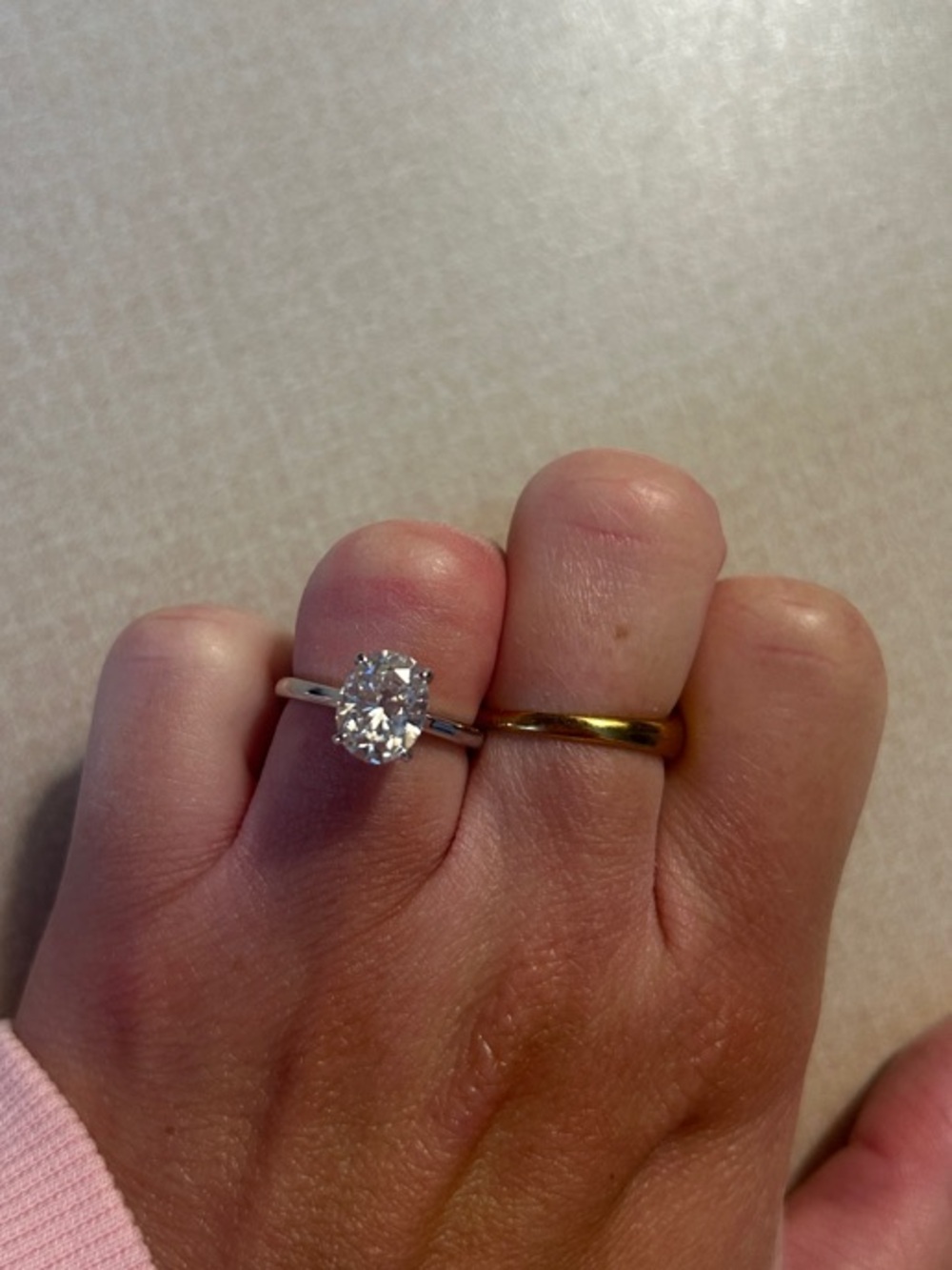 Classic Solitaire Silver Engagement Ring with Clear Stone - mossionite- 2 karat